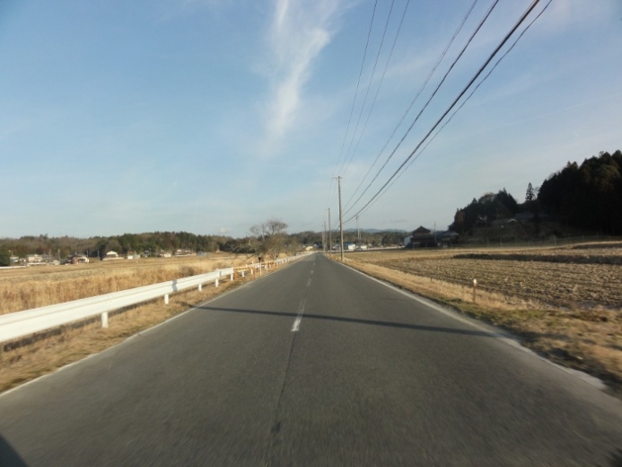 田園風景の川沿いの道(槇山)